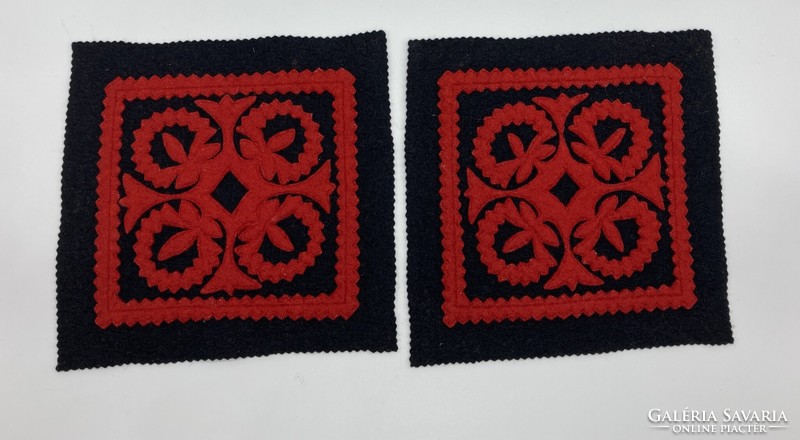 Pair of red and black felt tablecloths