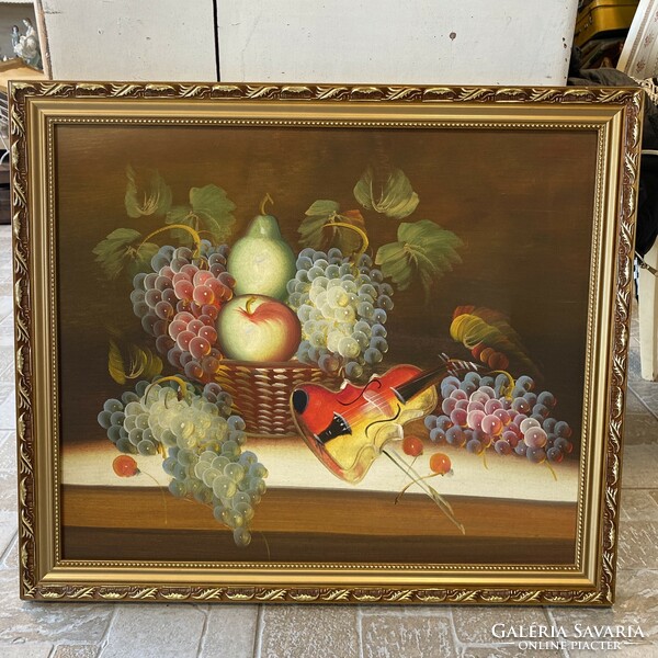 Photo frame with print, fruit still life