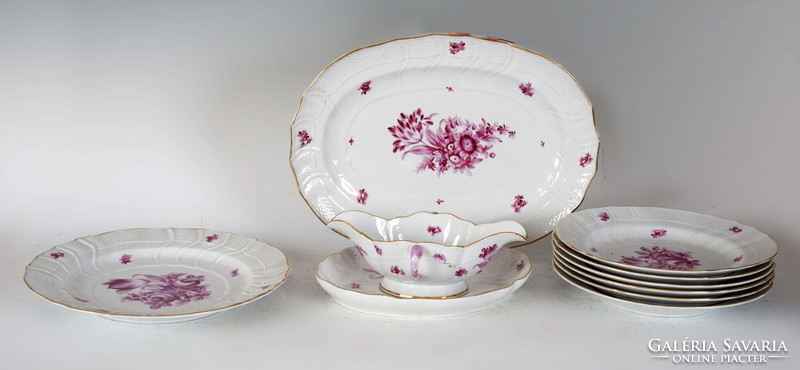 Herend pink tableware with appony pattern