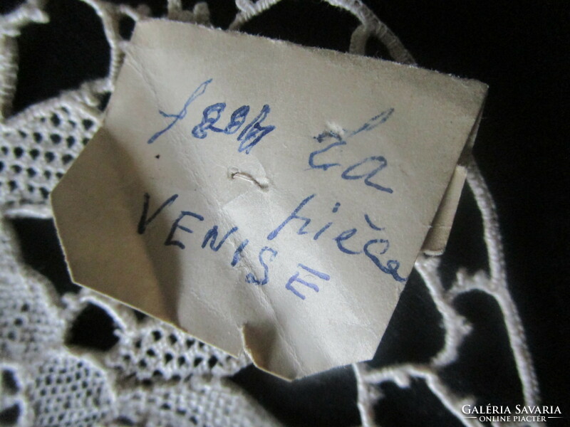 Baroque marked original label Venetian lace tablecloth extraordinary needlework artwork flower child