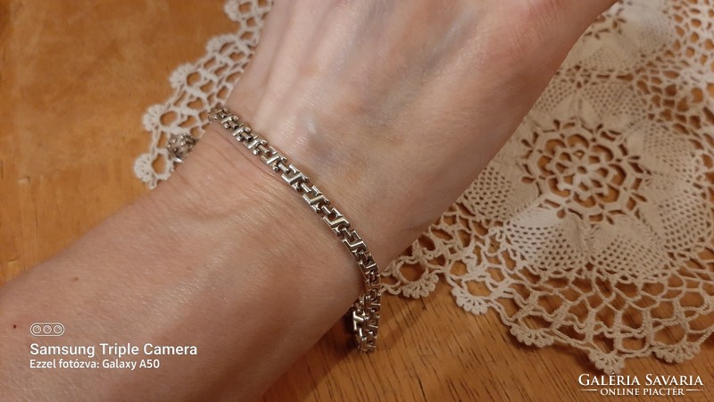Silver bracelet (in very nice condition) rhodium-plated shiny unisex simple, elegant wear