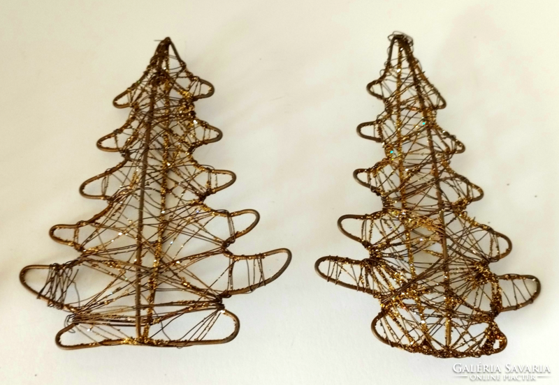 4 old gold-colored metal Christmas tree ornaments