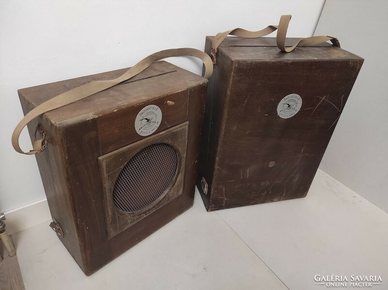 Antique film projection machine cinema projector with large heavy speaker in original wooden box 337 6257