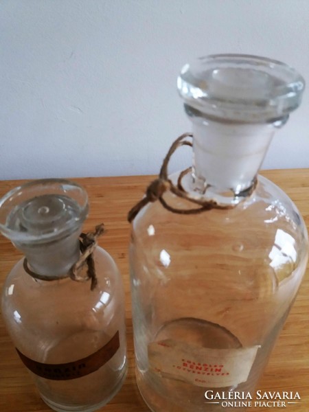 2 antique medical bottles, glass