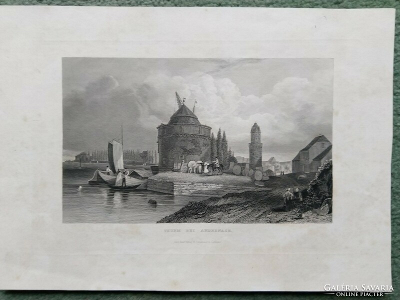Torony Andernach, eredeti acelmetszet ca.1840