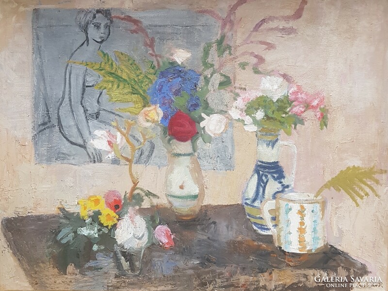 Molnár piroska (1910-): striped tablecloth, picture gallery