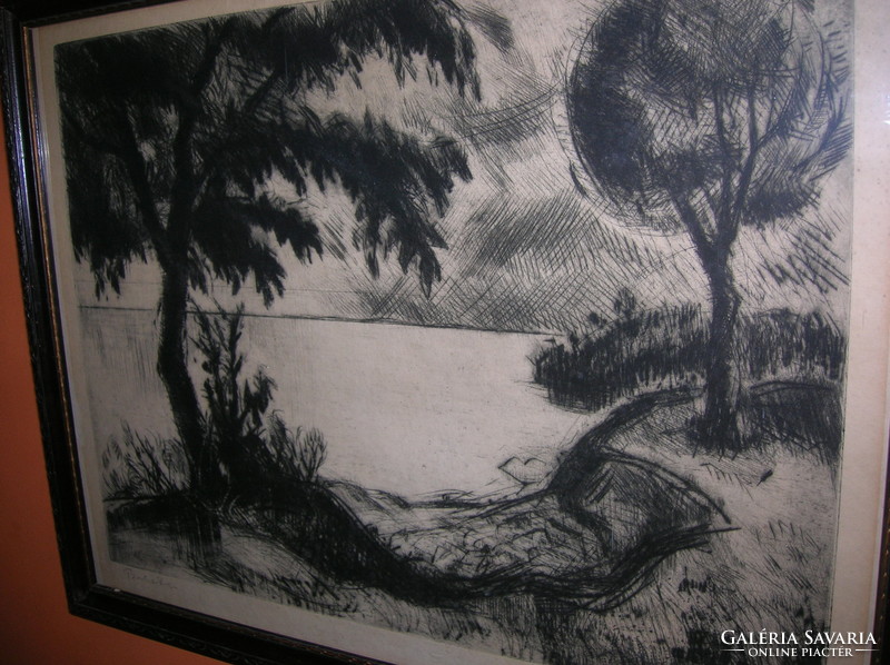 Ivan the Solid (1912-1988): etching at Lake Balaton