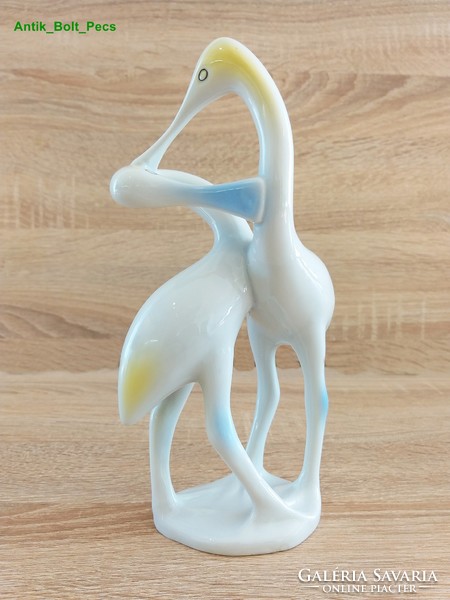 Pair of raven house art-deco white spoonbill. Flawless!
