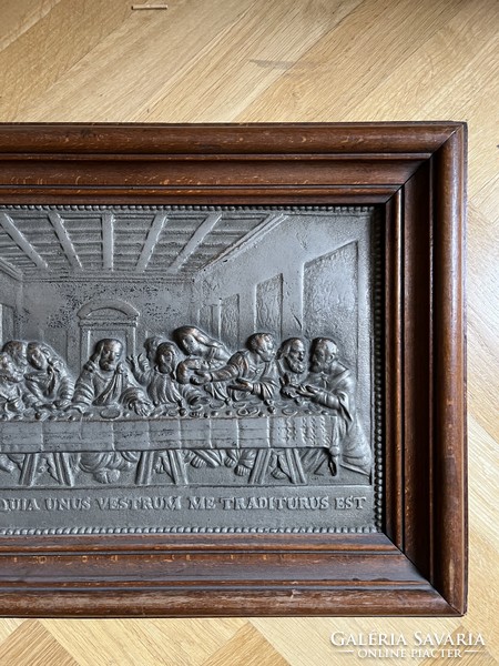 Last dinner in a brass relief frame