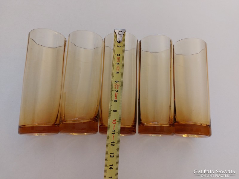 Retro pohár borostyán színű régi üvegpohár 5 db