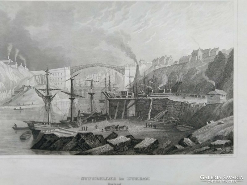 Sunderland in Durham, Angliában. eredeti acelmetszet ca.1847