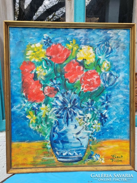 Flower still life painting by Frank Frigyes