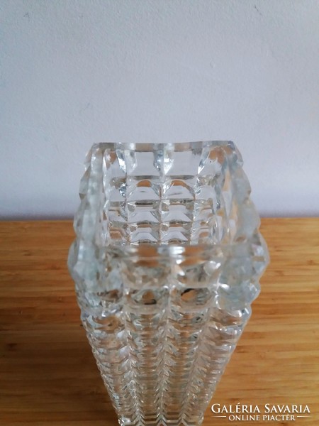 Square cut glass, crystal vase 22 cm