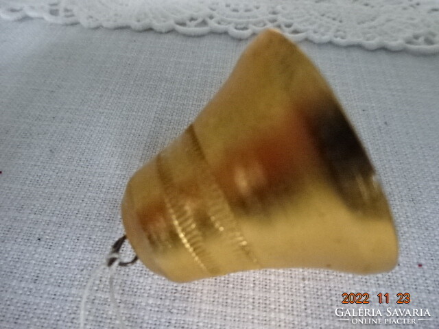 Christmas ornament, gold-plated aluminum bell, height 3 cm. He has!