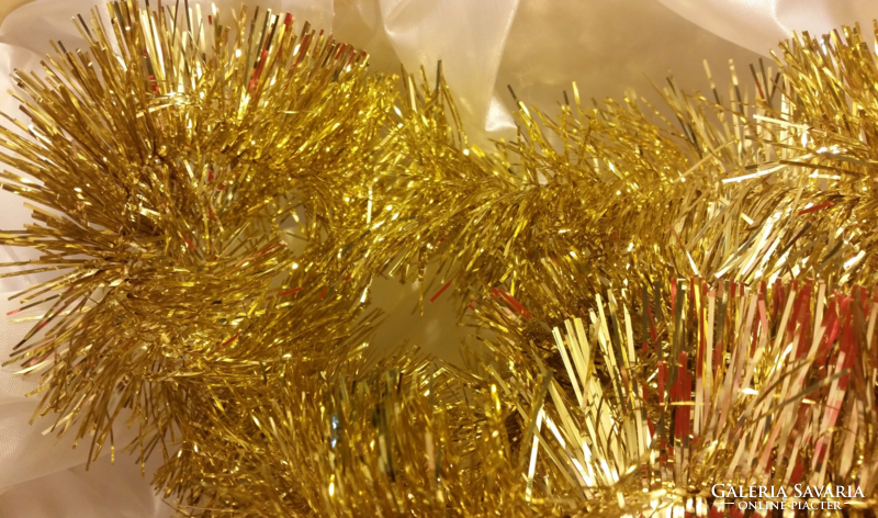 Régi arany színű boa, girland, karácsonyi dekoráció, mérete 270 cm
