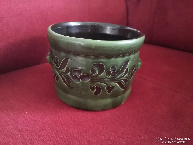 Green glazed ceramic bowl