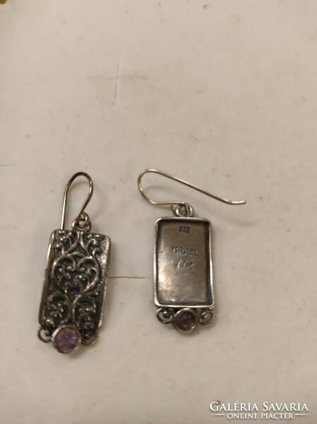 Israeli silver earrings with amethyst stone