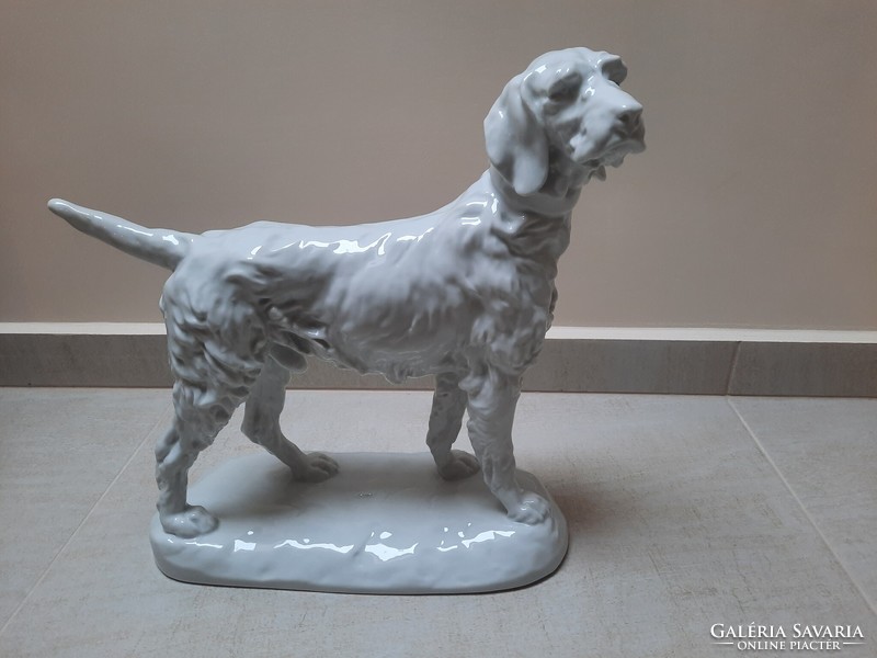 Large white Herend porcelain dog figure