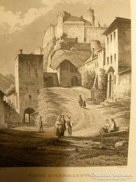 Salzburg eröditmény,  Eredeti acelmetszet ca.1841