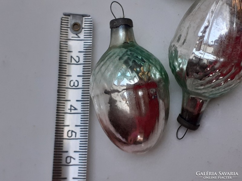 Old glass Christmas tree ornament silver acorn glass ornament 3 pcs