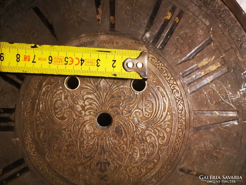 Antique engraved clock face, wall clock with spring, standing clock, large face Baroque Haydt Károly Budapest video