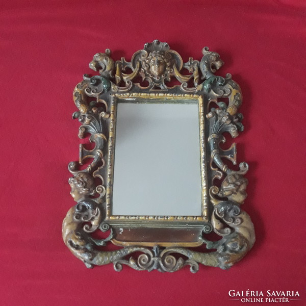 1800-as évekbeli historizáló fali tükör sellővel, sárkánnyal - egyedi darab