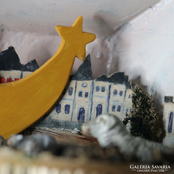 Antique nativity scene diorama