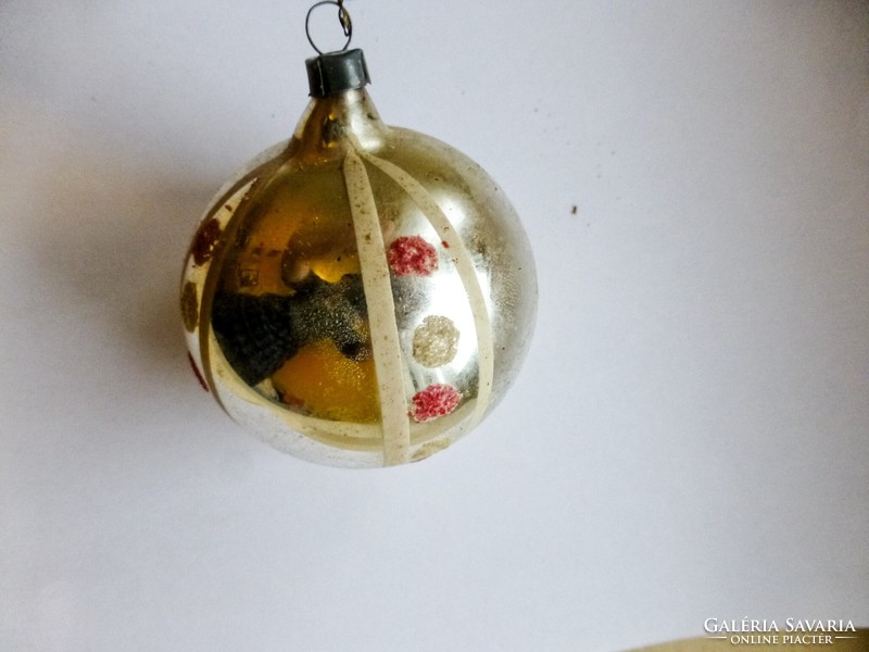 Antique glass Christmas tree decoration, dotted sphere