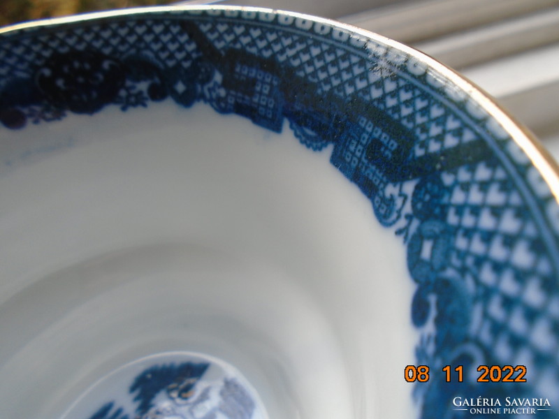 Kobaltkékkel festett Keleti WILLOW mintával angol teás csésze alátét tálkával