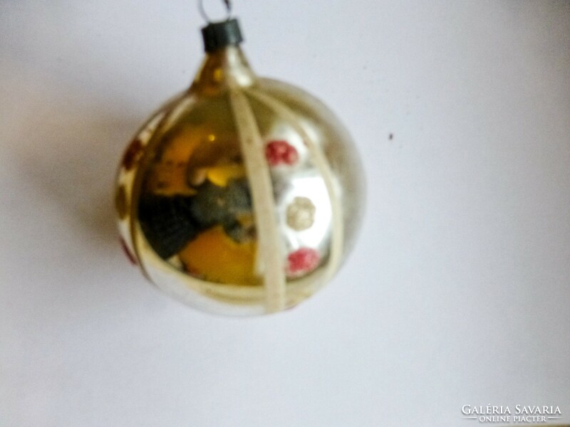 Antique glass Christmas tree decoration, dotted sphere