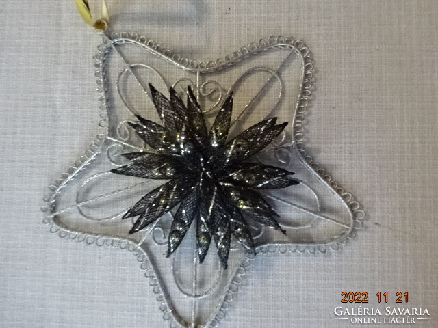 Christmas ornament, metal frame, five-star door decoration, fabric with flowers. He has!