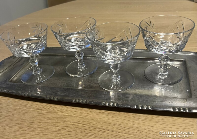 Ajka crystal champagne/cocktail glass set 4+1+1 pcs