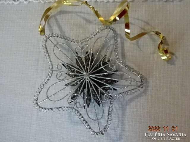 Christmas ornament, metal frame, five-star door decoration, fabric with flowers. He has!