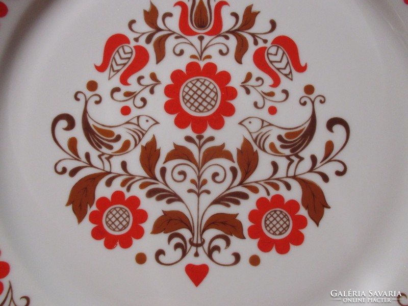 Retro Alföldi süteményes tálca, fali tál, tányér madaras-virágos mintával