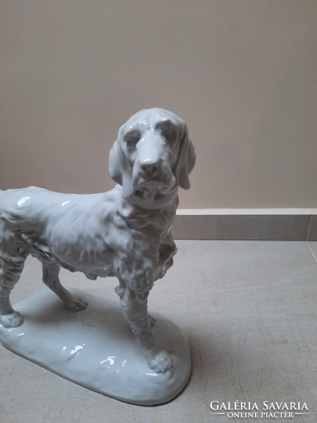 Nagyméretű Fehér herendi porcelán Kutya figura