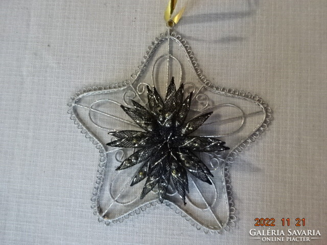 Christmas ornament, metal frame, five-star door decoration, fabric with flowers. He has!
