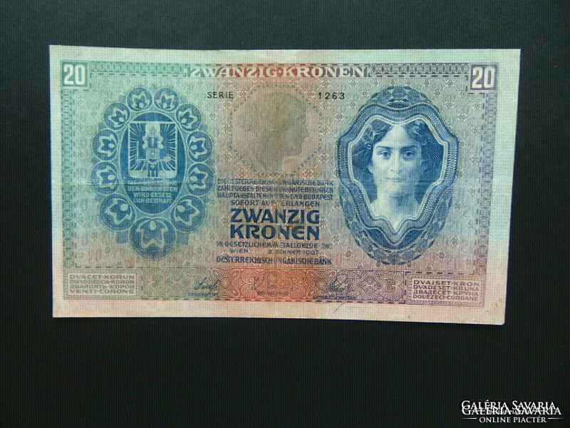 20 korona 1907 Ritka bankjegy !