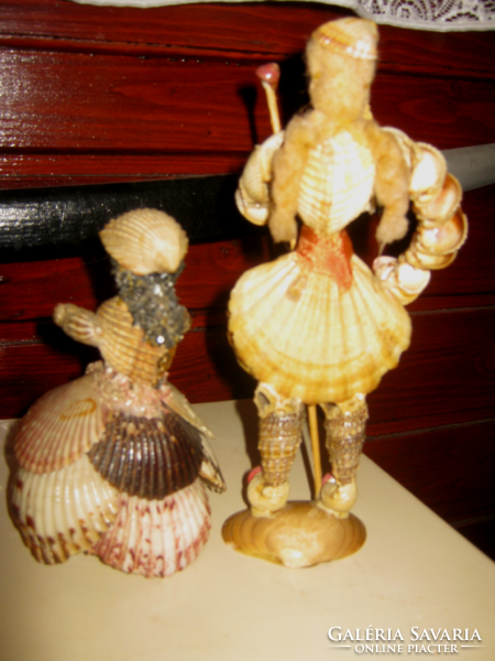 2 old shell snail dolls