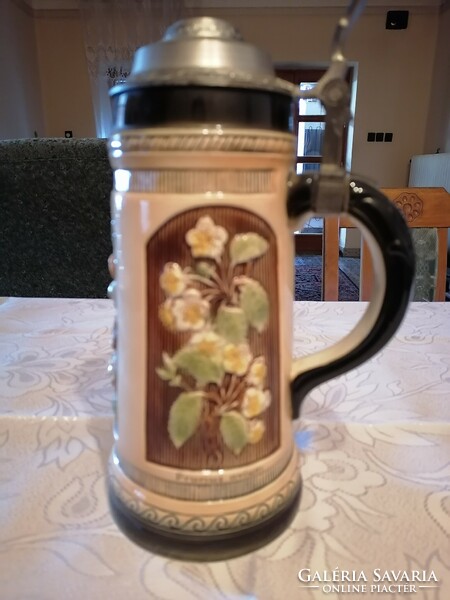 German porcelain jug with tin lid
