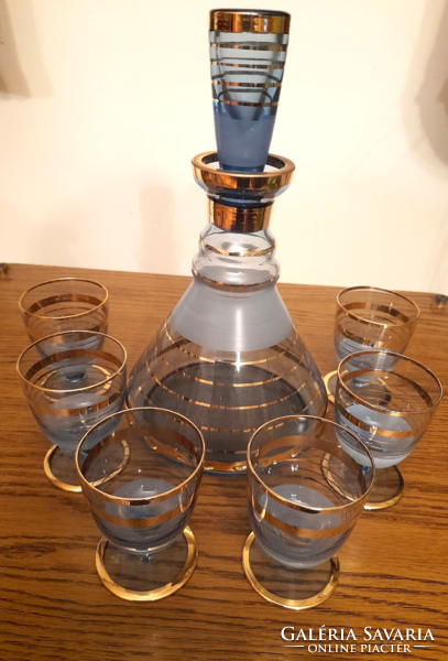 Retro glass brandy liqueur serving set