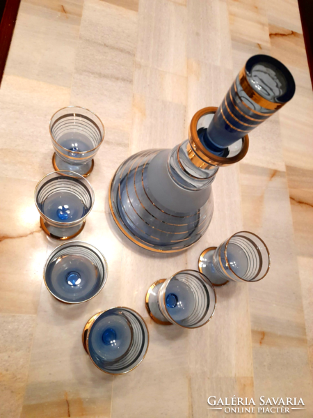 Retro glass brandy liqueur serving set