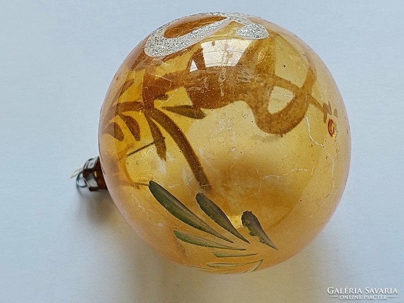 Old glass Christmas tree ornament painted sphere transparent glass ornament