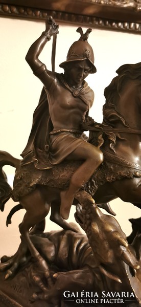 Saint György the Dragon Slayer - monumental bronze statue artwork