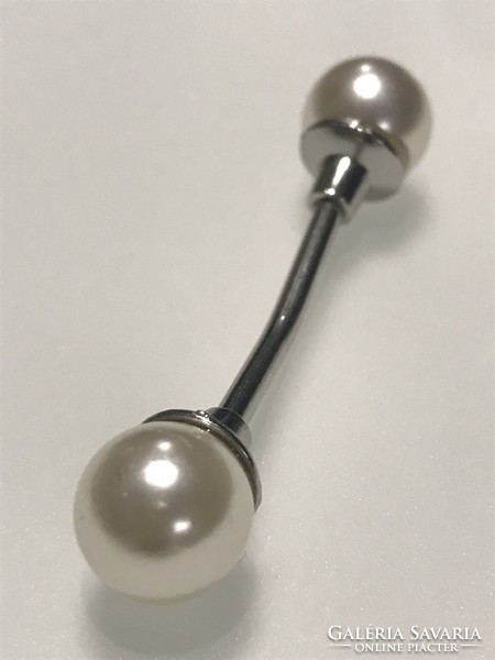 Collar pin with pearl, 6 cm long
