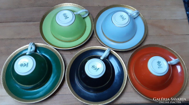 Art deco 5 color hand painted coffee set