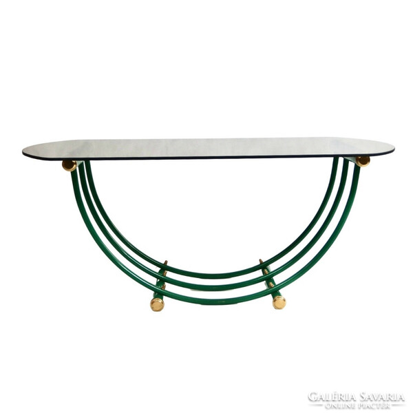 Industrial green and gold coffee table