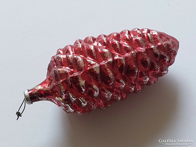 Old glass Christmas tree decoration red cone glass decoration