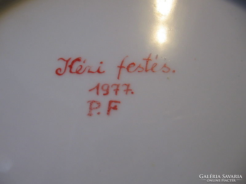 Kalocsai pingált tányér 1977 P.F.szignóval