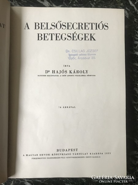 A belsősecretiós betegségek 1935