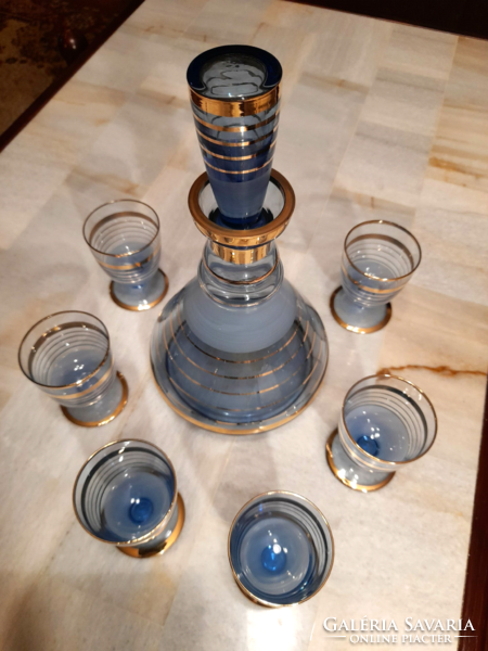 Retro glass brandy liqueur serving set